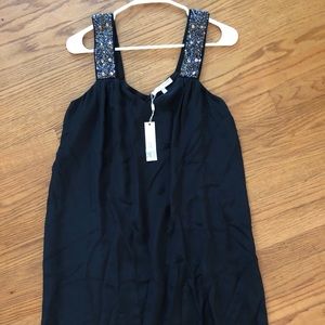 Lavender Brown Black Shift Dress with Beaded Strap